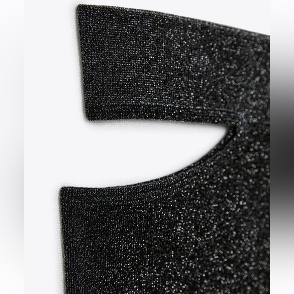 NWT ZARA CUT OUT SKIRT WITH METALLIC THREAD BLACK/SILVER SIZE M-L NWT - Picture 7 of 8